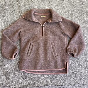 Madewell Polartec Fleece Womens XS Half Zip Jacket Purple Oversized Style #L9588
